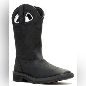 Wolverine Men’s Metallica Rancher Waterproof Leather Pull-On Boots, Black, 7.5 M